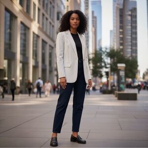 Women's White Striped Blazer